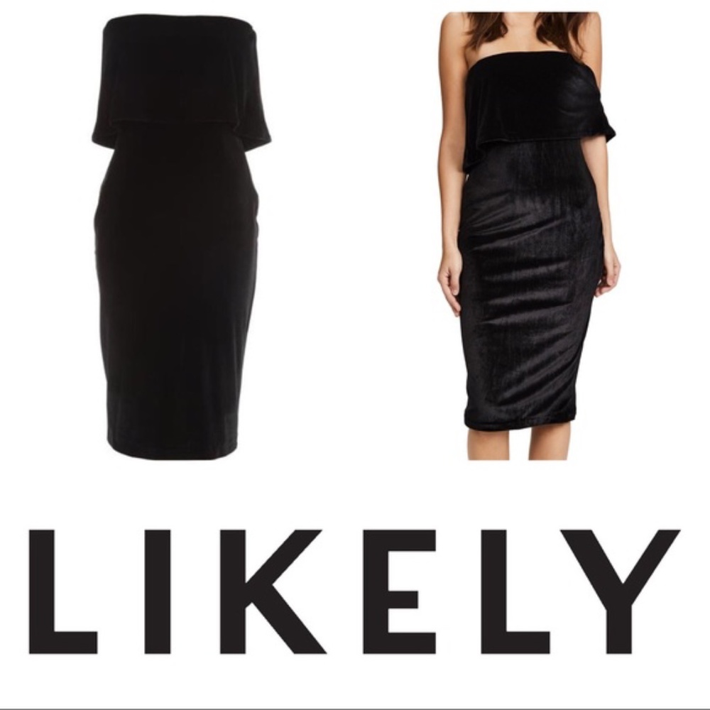 Likely Black Velvet Driggs Strapless Dress